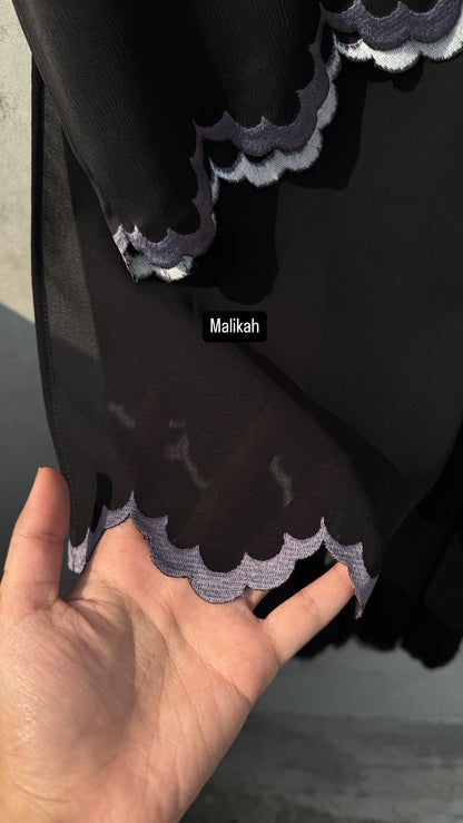 Embroidered curve edge Abaya