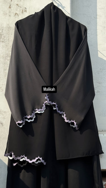 Embroidered curve edge Abaya