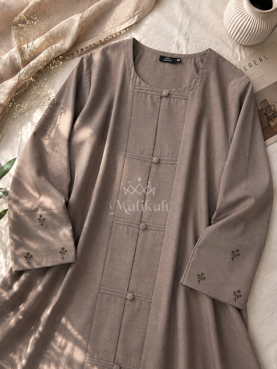 Waseela Linen Handwork Abaya