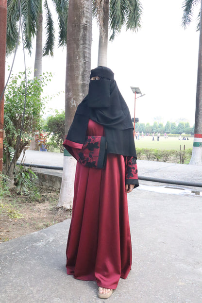 Maroon Husn-e-gul Abaya