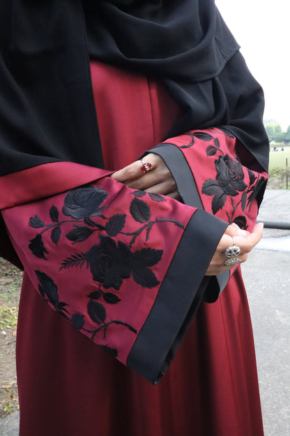Maroon Husn-e-gul Abaya
