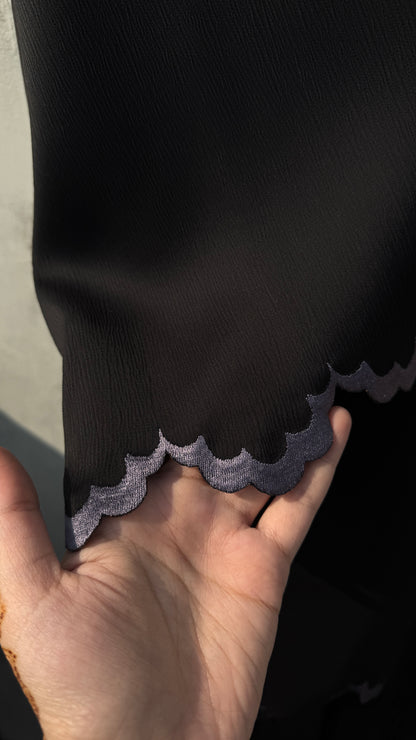 Embroidered curve edge Abaya