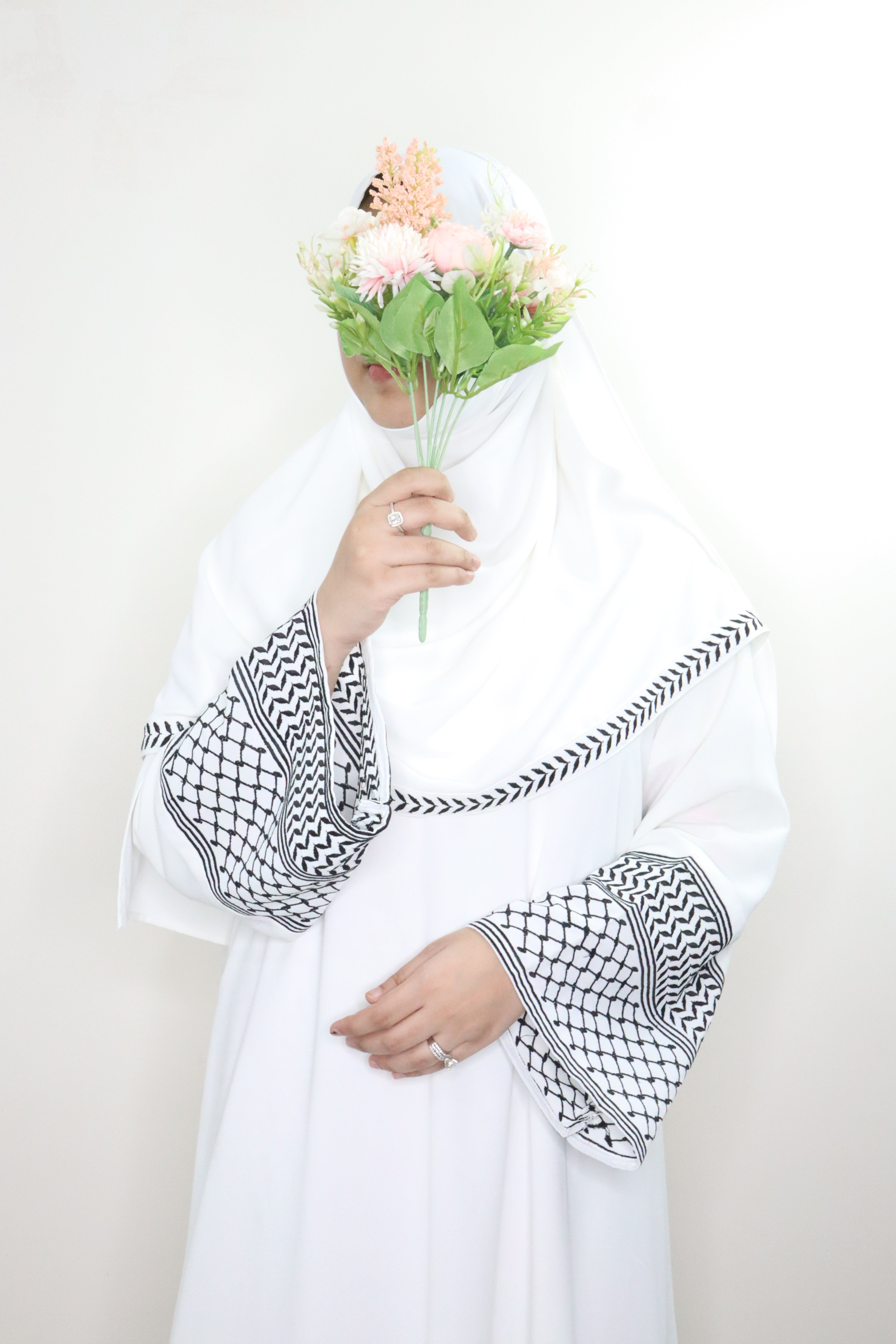 White Keffiyeh Abaya
