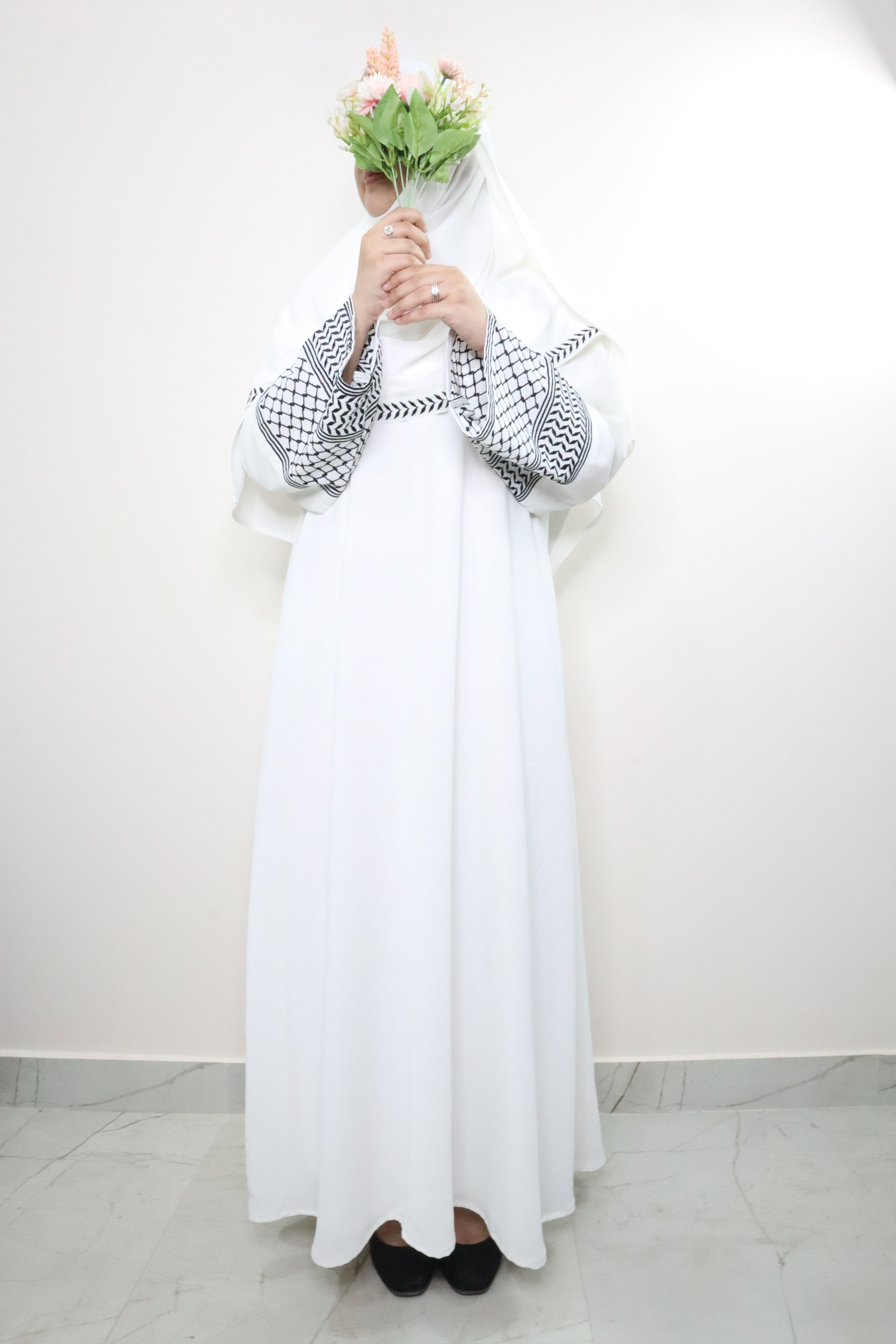 White Keffiyeh Abaya
