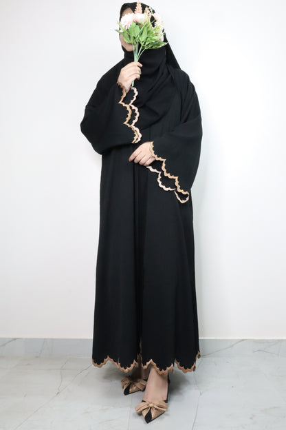 Embroidered curve edge Abaya
