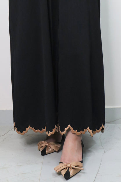 Embroidered curve edge Abaya
