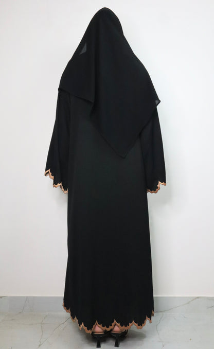 Embroidered curve edge Abaya