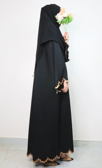 Embroidered curve edge Abaya