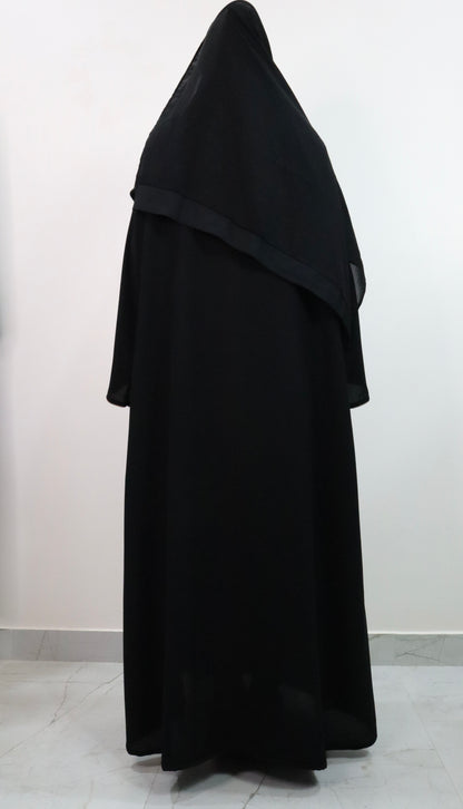 Black Piping Embroidered Abaya