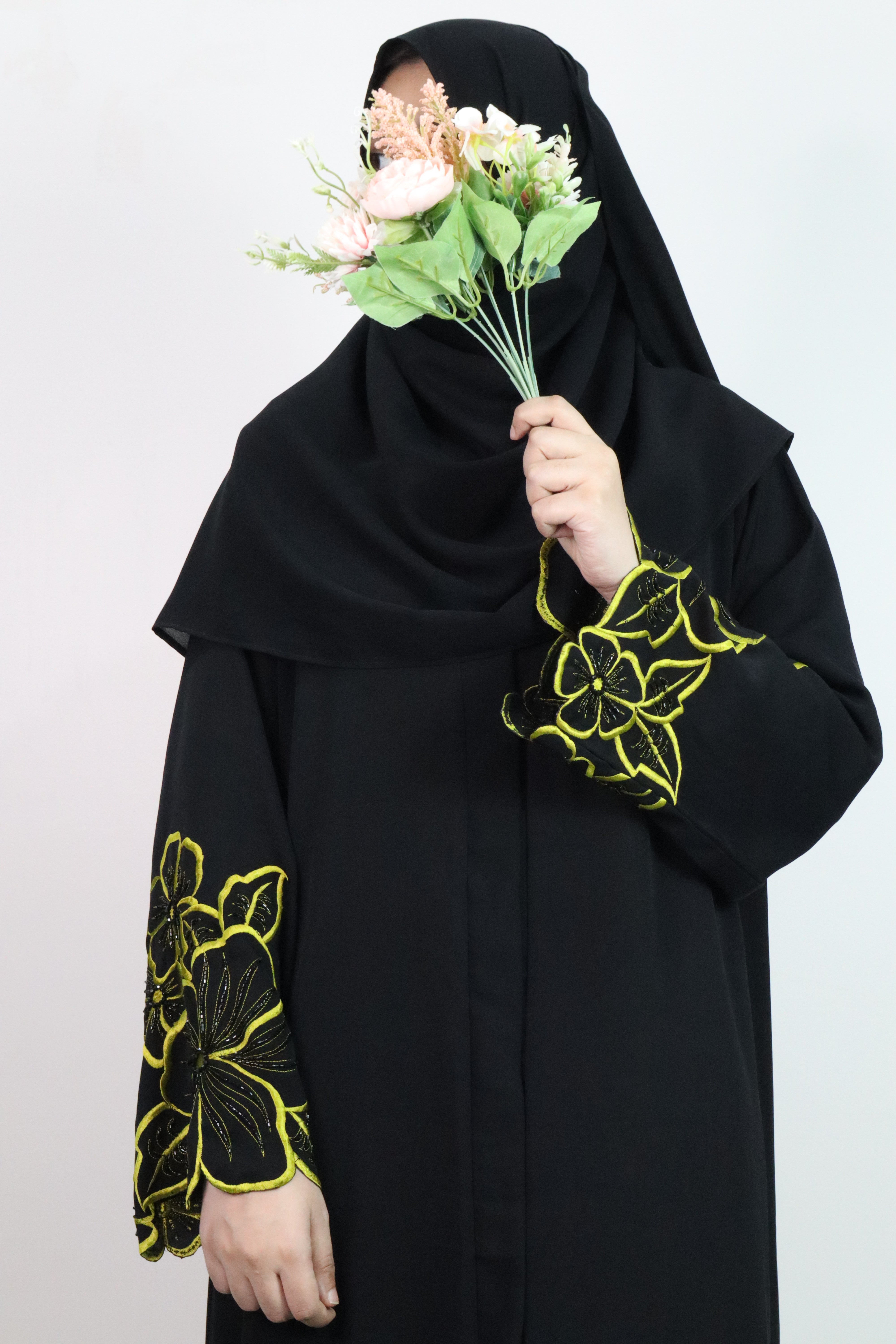 Azhar Abaya with Green embroidery