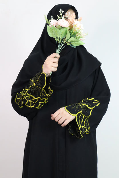 Azhar Abaya with Green embroidery