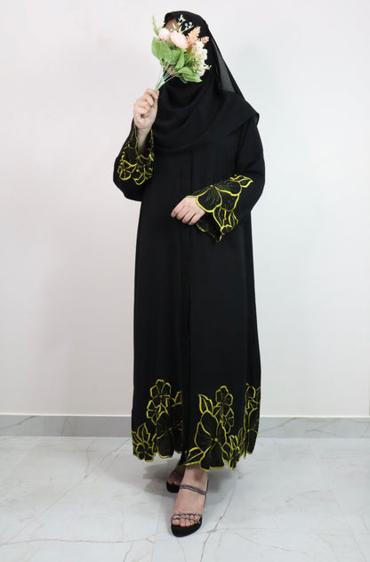 Azhar Abaya with Green embroidery