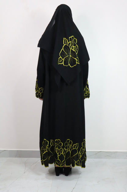 Azhar Abaya with Green embroidery