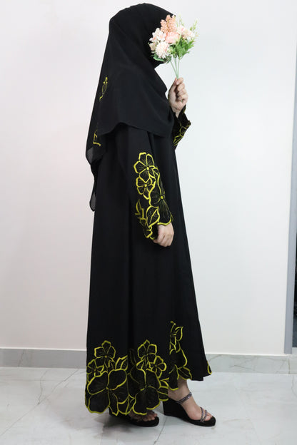 Azhar Abaya with Green embroidery