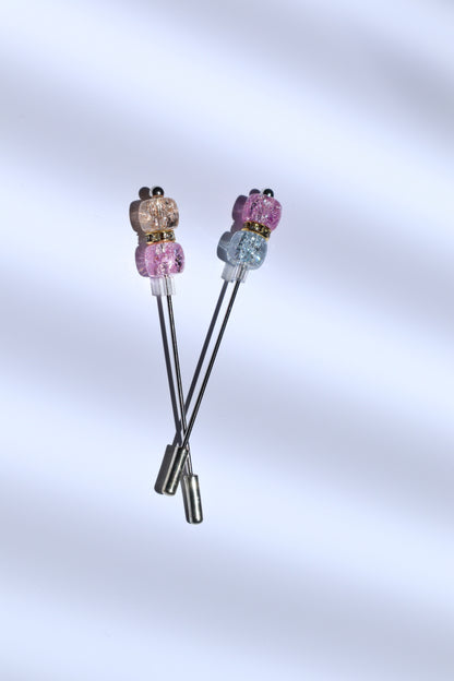 Hijab Pin with Crystal Beads and Safety Cap