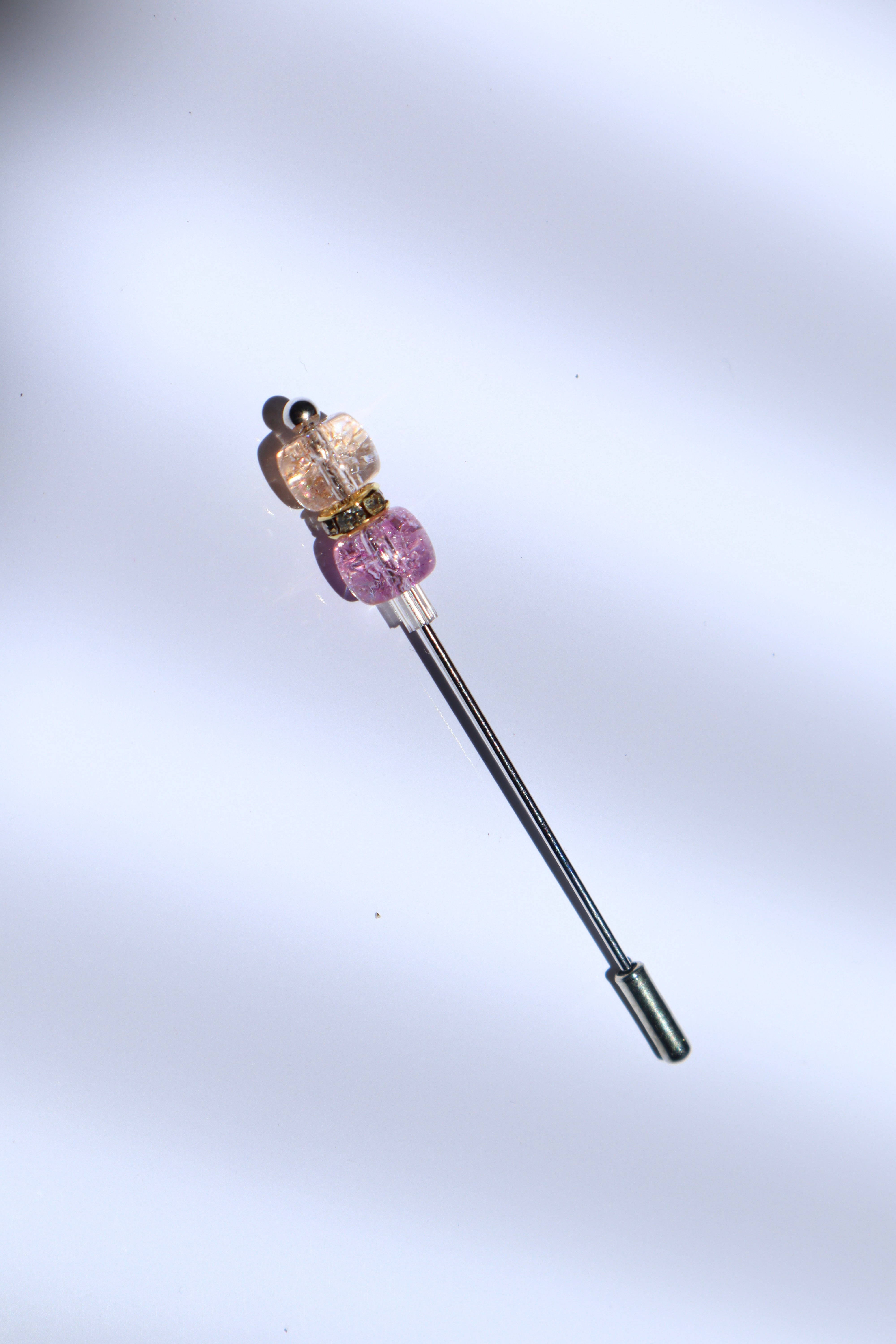 Hijab Pin with Crystal Beads and Safety Cap