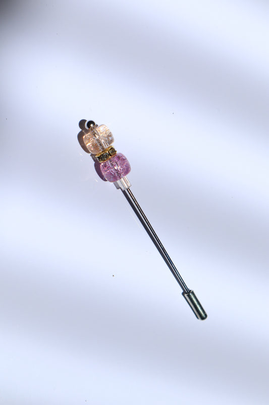 Hijab Pin with Crystal Beads and Safety Cap