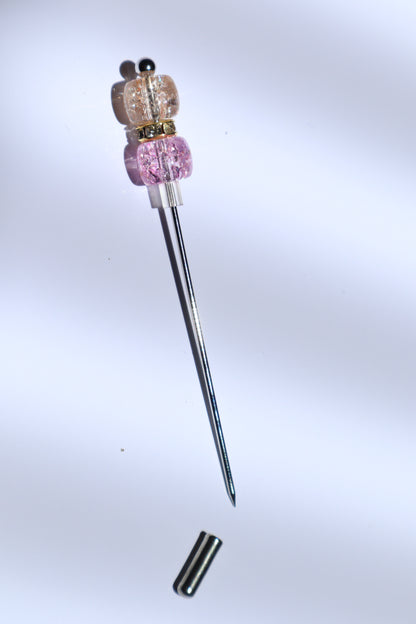 Hijab Pin with Crystal Beads and Safety Cap