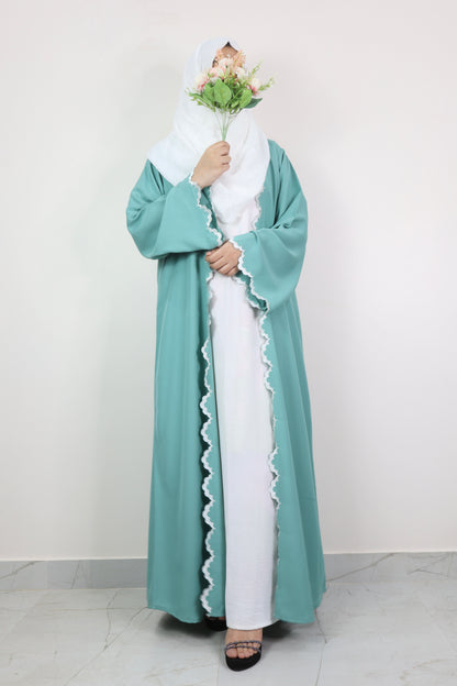 Daisy Light sea green shrug Abaya
