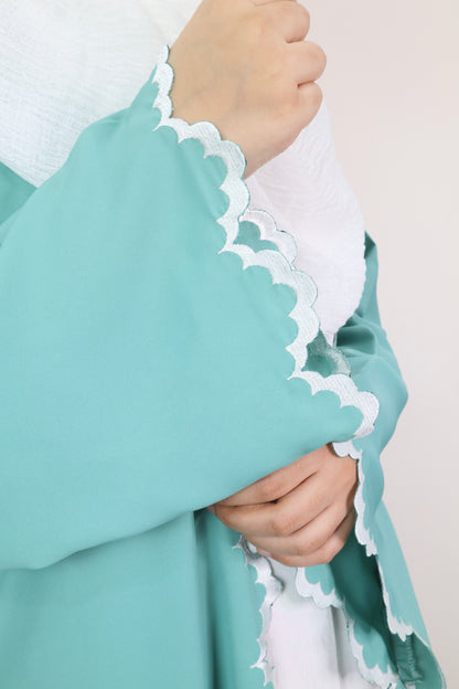 Daisy Light sea green shrug Abaya