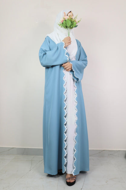 Daisy Powder Blue Shrug Abaya