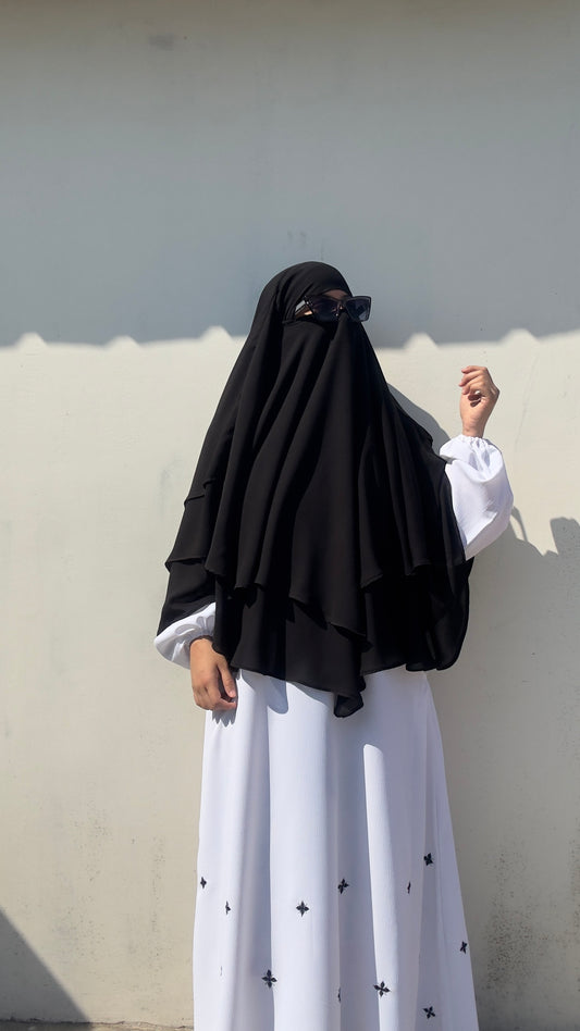 Black Chiffon Triple Layer Khimar
