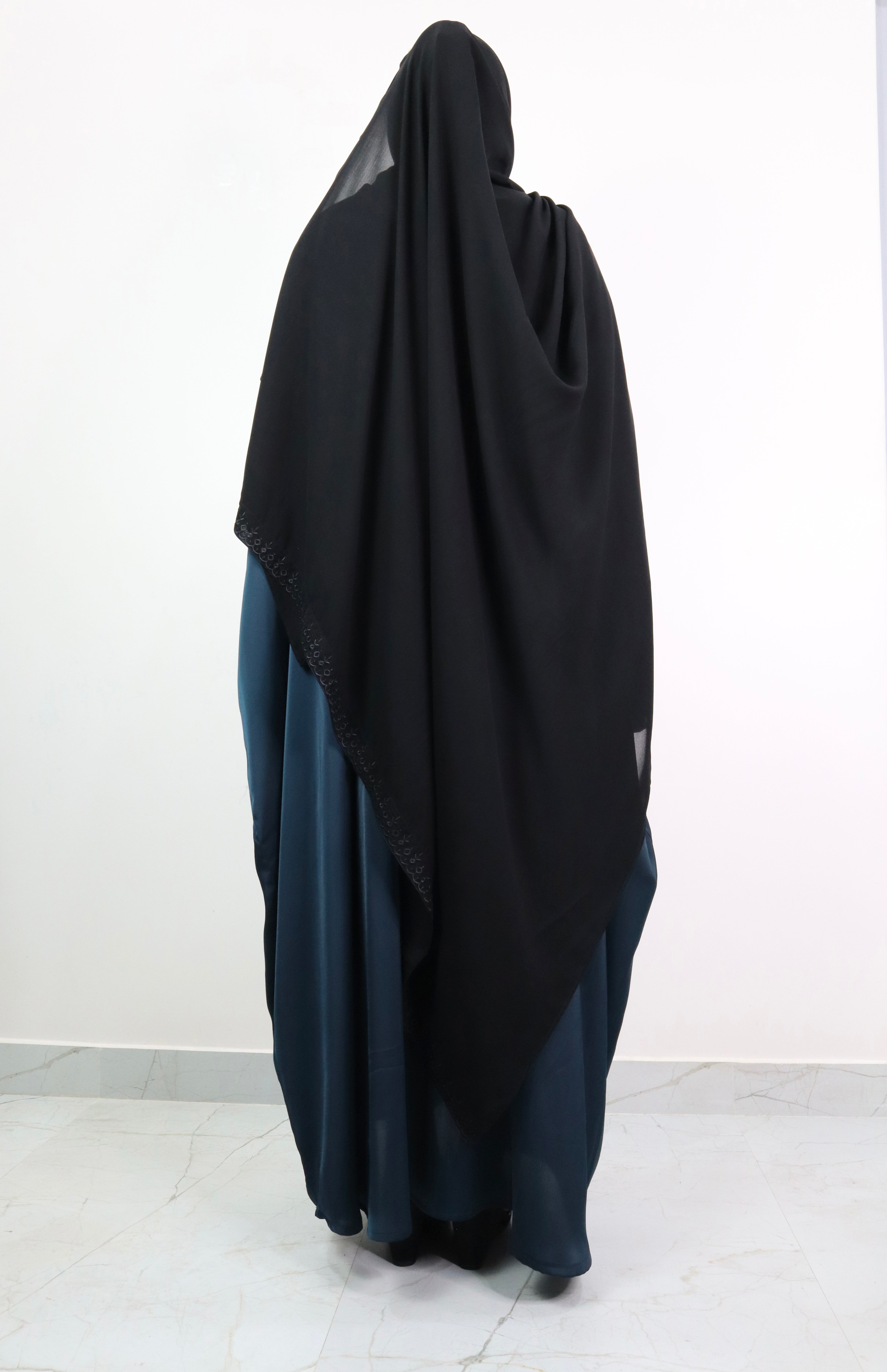 Black Long and Wide Dupatta  style 2