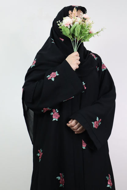 Rose Black Abaya