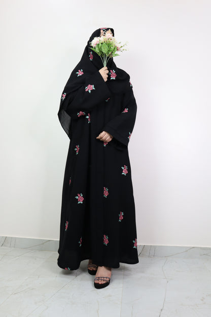 Rose Black Abaya