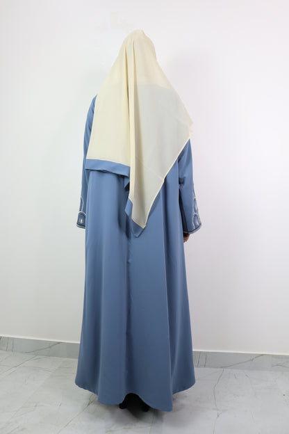 Grey Blue Mehrab Abaya