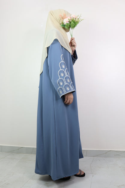 Grey Blue Mehrab Abaya