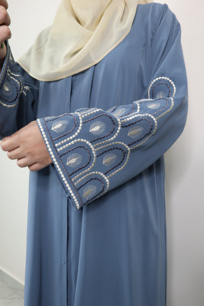 Grey Blue Mehrab Abaya