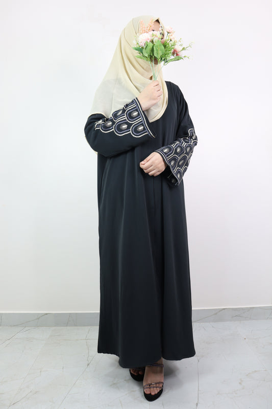 Deep Grey Mehrab Abaya