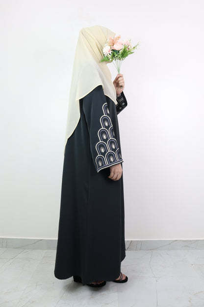 Deep Grey Mehrab Abaya