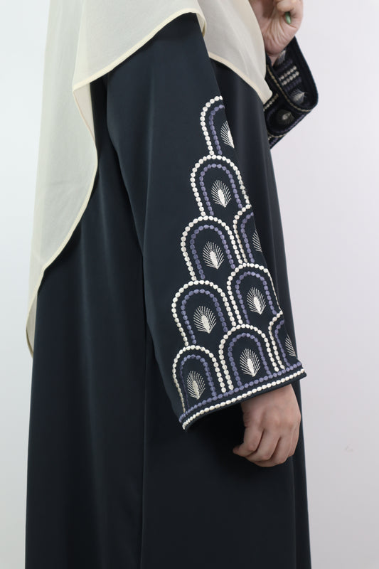 Deep Grey Mehrab Abaya