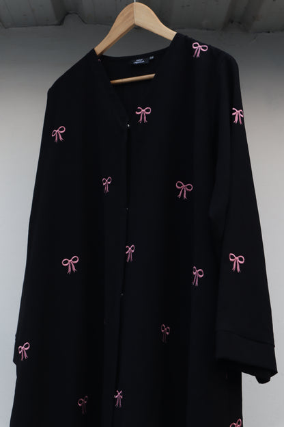 Black Bow Embroidered Abaya