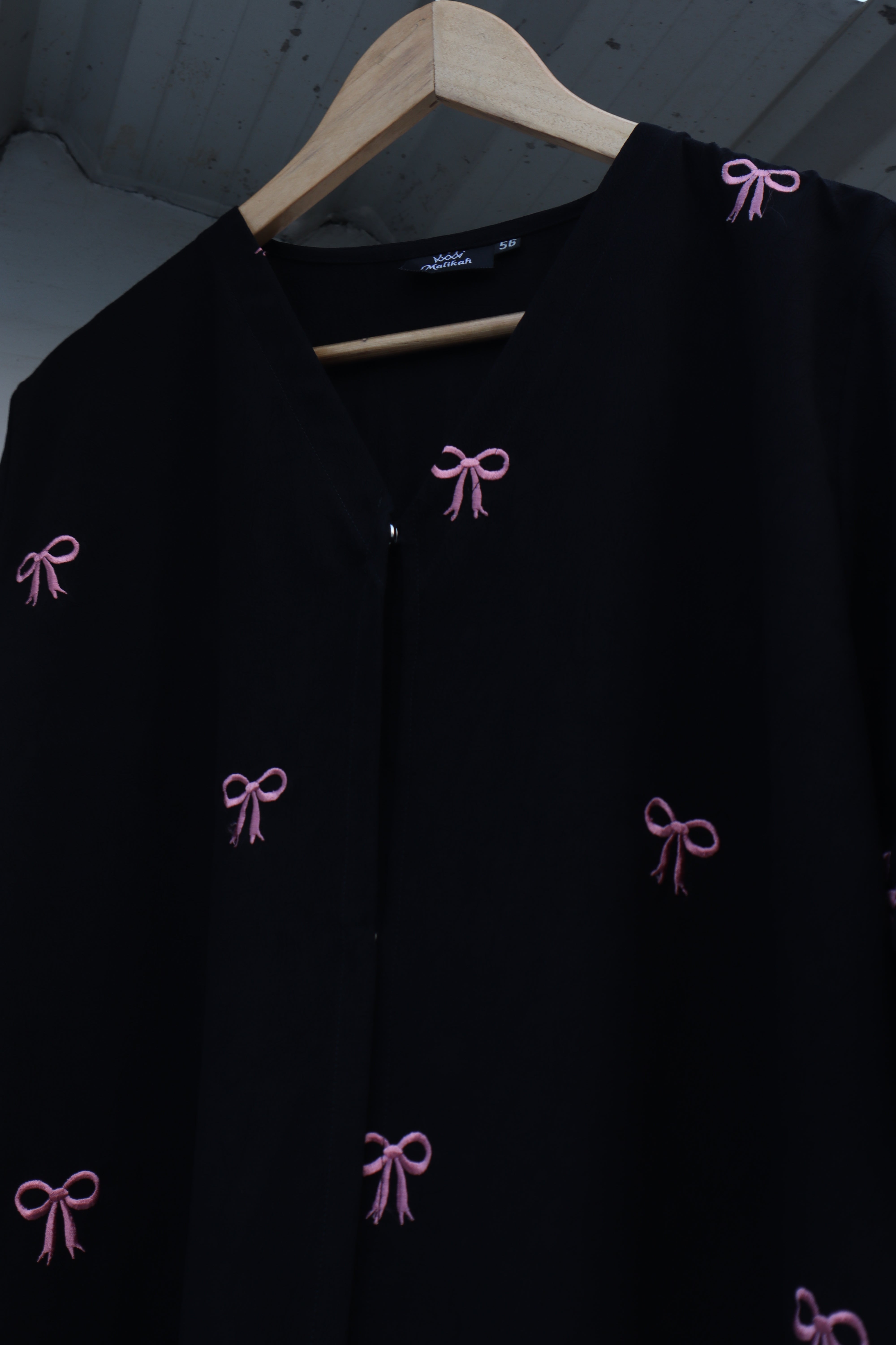 Black Bow Embroidered Abaya