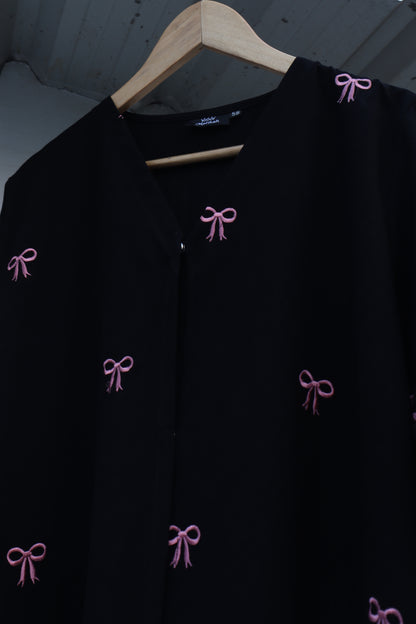 Black Bow Embroidered Abaya
