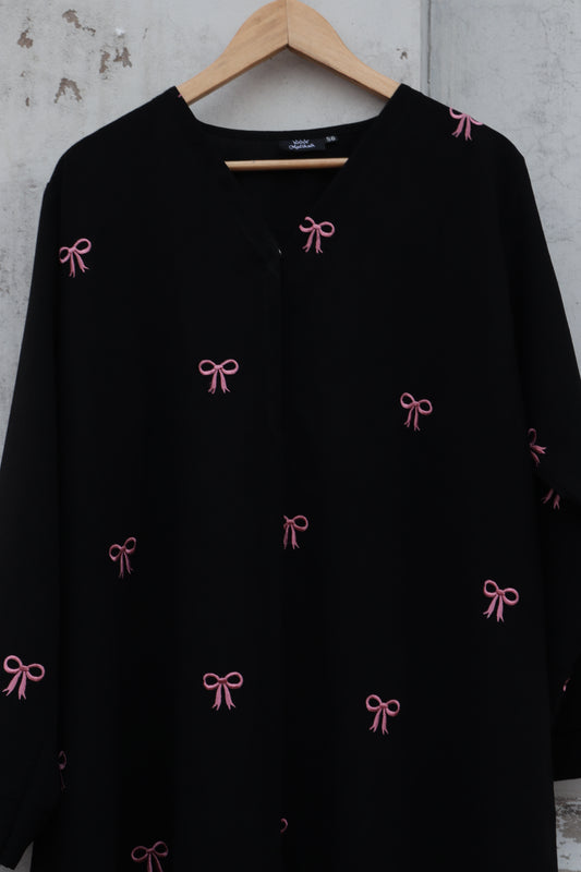 Black Bow Embroidered Abaya