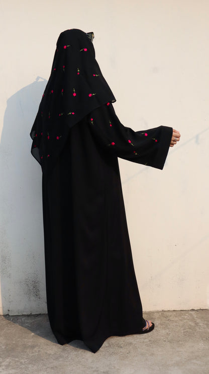 Gulbahar Abaya (Magenta Embroidery)