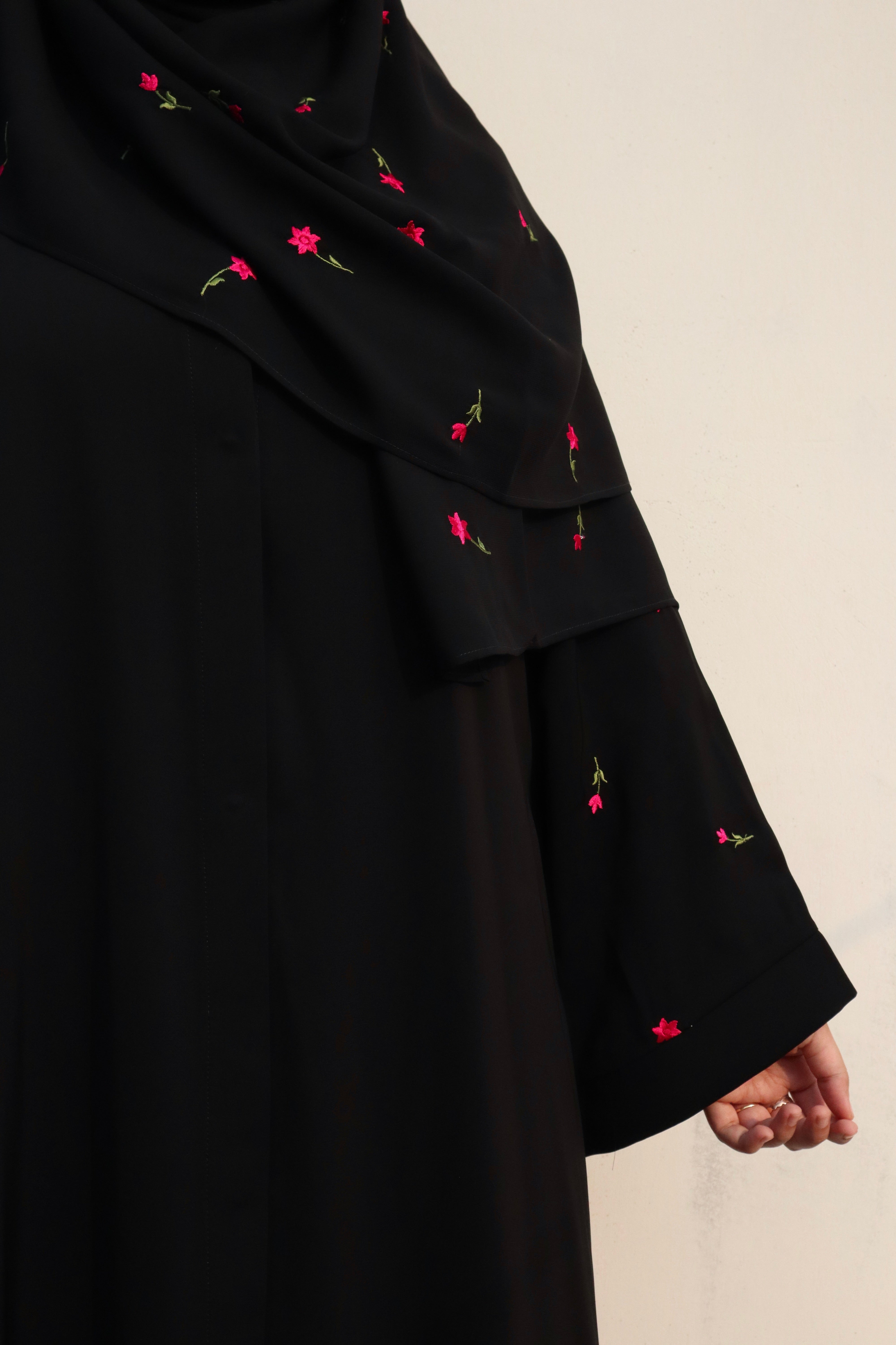 Gulbahar Abaya (Magenta Embroidery)