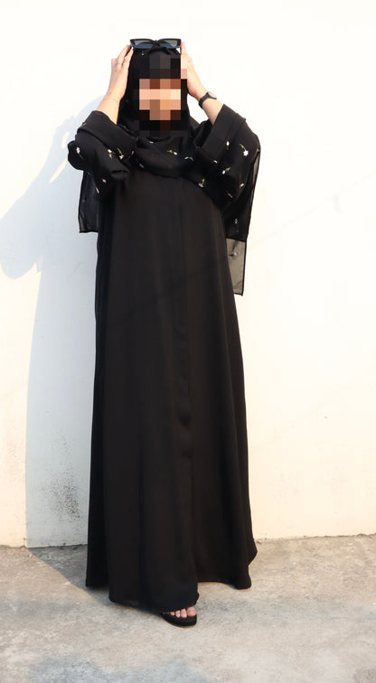 Gulbahar Abaya (White Embroidery)