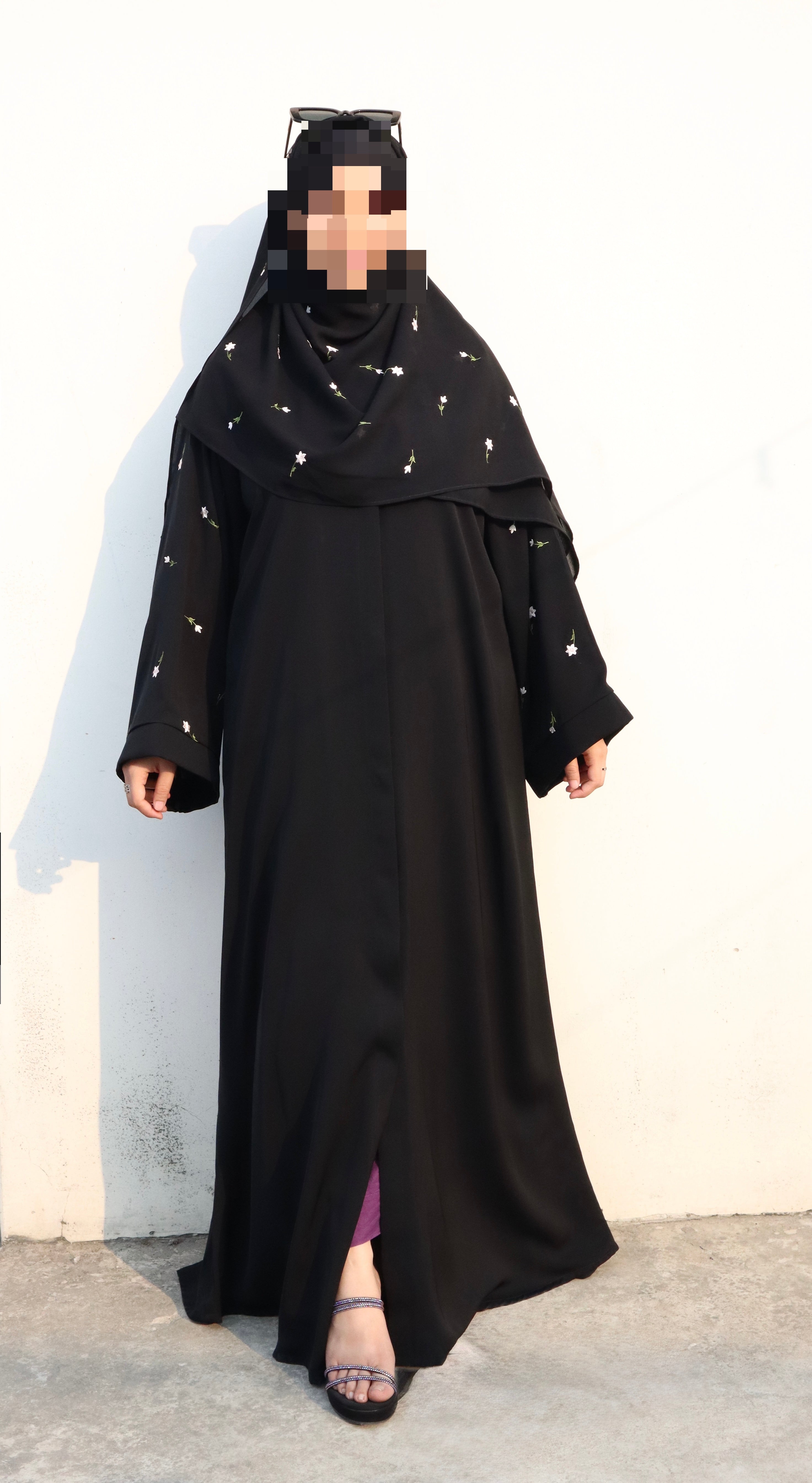 Gulbahar Abaya (White Embroidery)