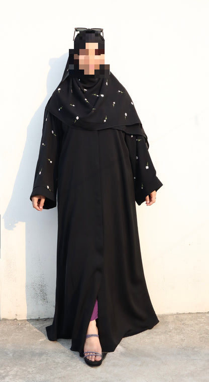 Gulbahar Abaya (White Embroidery)