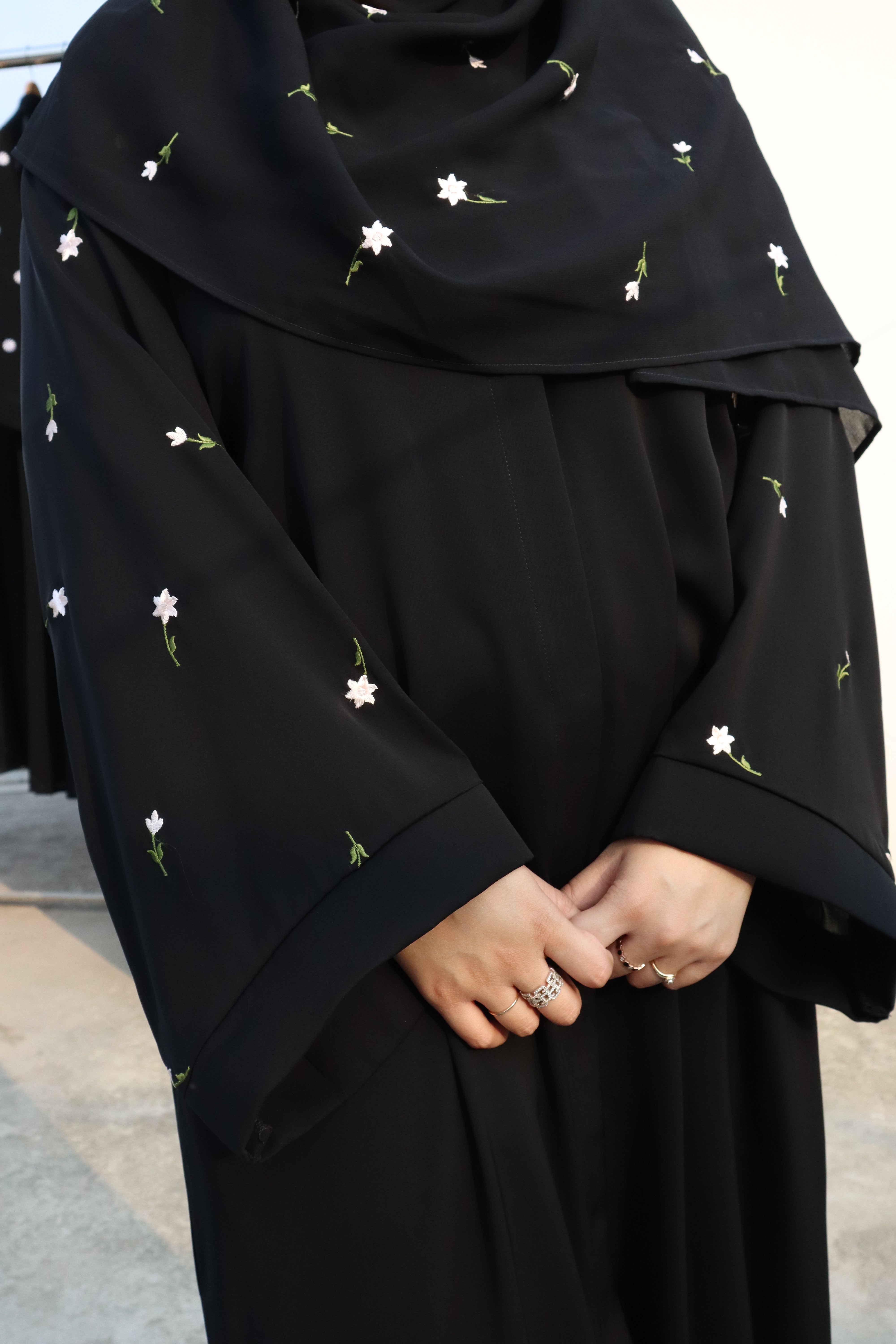 Gulbahar Abaya (White Embroidery)