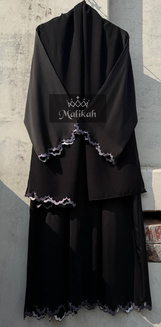 Embroidered curve edge Abaya